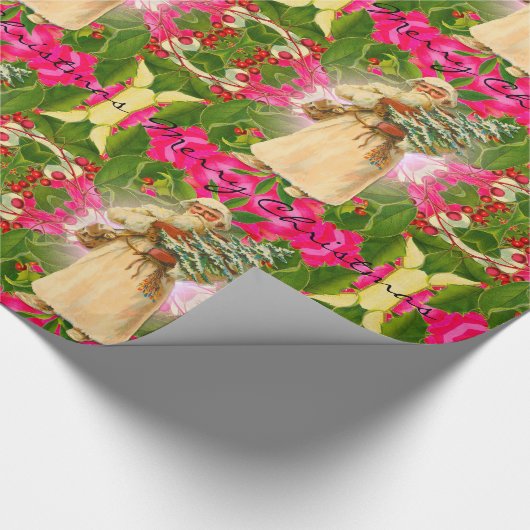 Oude Kerstman uit het verleden Victoriaans Cadeaupapier (Hoek)