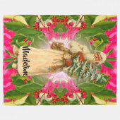 Oude Kerstman uit het verleden VictorianMonogr Fleece Deken (Voorkant (Horizontaal))