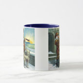 Oude Kerstman Verrekijker Hond Zonsondergang Mok (Midden)