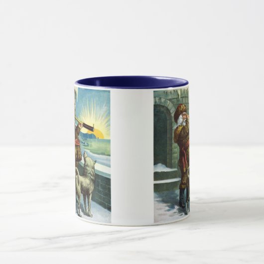 Oude Kerstman Verrekijker Hond Zonsondergang Mok (Midden)