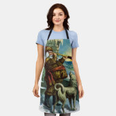 Oude Kerstman Verrekijker Hond Zonsondergang Schort (Gedragen)