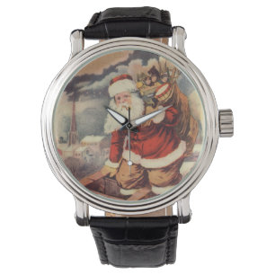 Oude Kerstman Victoraanse Kerstman in Schoorsteen Horloge
