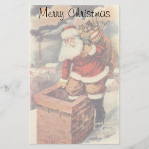 Oude Kerstman Victorian Santa Claus in Schoorsteen Briefpapier