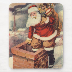 Oude Kerstman Victorian Santa Claus in Schoorsteen Muismat
