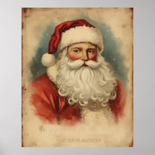 Oude Kerstman | Vintage Rustieke Feestdagen Poster (Voorkant)