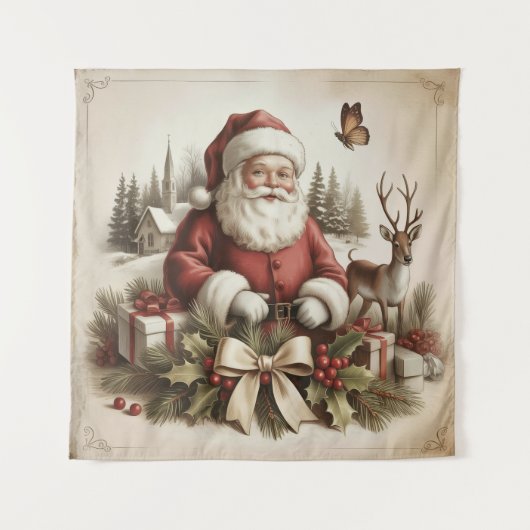 Oude Kerstman Wandtapijt Wandkleed (Voorkant)
