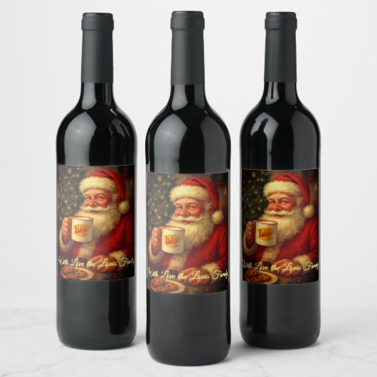 Oude Kerstman Wijnfles Etiket (Flessen)