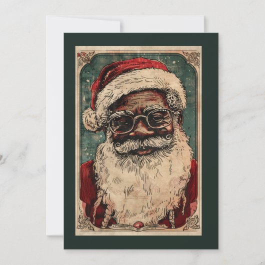 Oude Kerstman Zwart Sinterklaas Met Bril Feestdagenkaart (Voorkant)