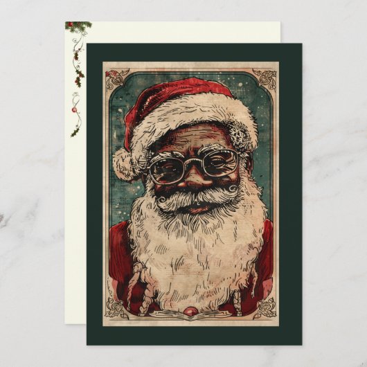 Oude Kerstman Zwart Sinterklaas Met Bril Feestdagenkaart (Voorkant / Achterkant)