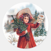 Oude kerstmeid Holiday Ronde Sticker (Voorkant)