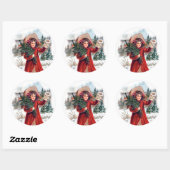 Oude kerstmeid Holiday Ronde Sticker (Vel)