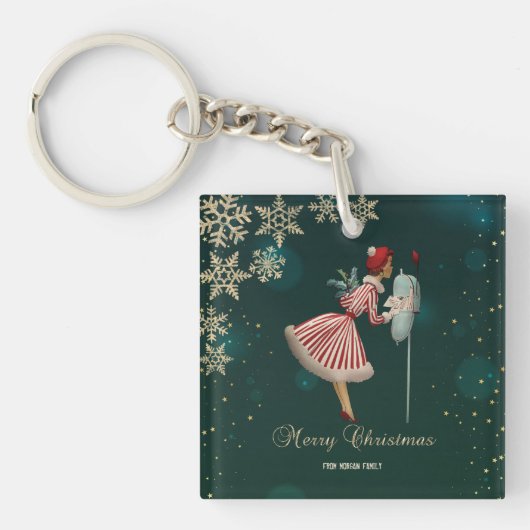 Oude Kerstmeisje, Sneeuwvlokken Sleutelhanger (voorkant)