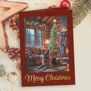 Oude Kerstmijn Hut Hond Vakantie Folie Wenskaart