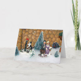Oude kerstmis (1213) - kerstdorp feestdagen kaart