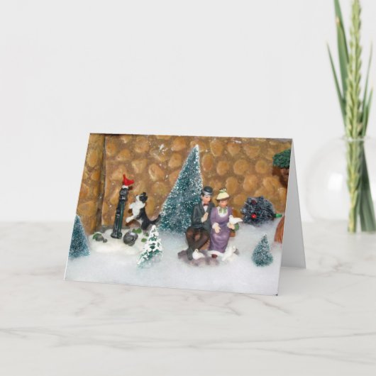 Oude kerstmis (1213) - kerstdorp feestdagen kaart (Voorkant)