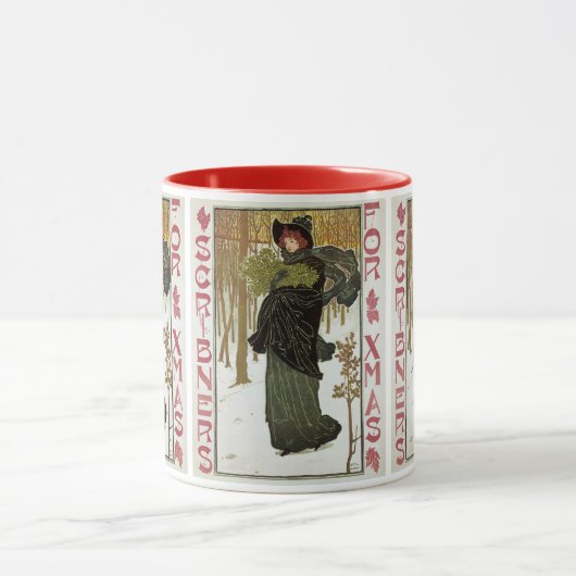 Oude Kerstmis Art Nouveau Scribners Omslag 1895 Mok (Midden)