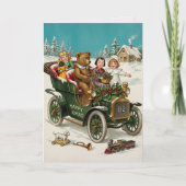 Oude Kerstmis Auto Kinderen Vakantiekaart Kaart (Voorkant)