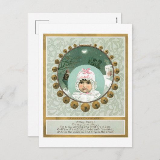 Oude kerstmis, Baby Feestdagenkaart (Voorkant / Achterkant)