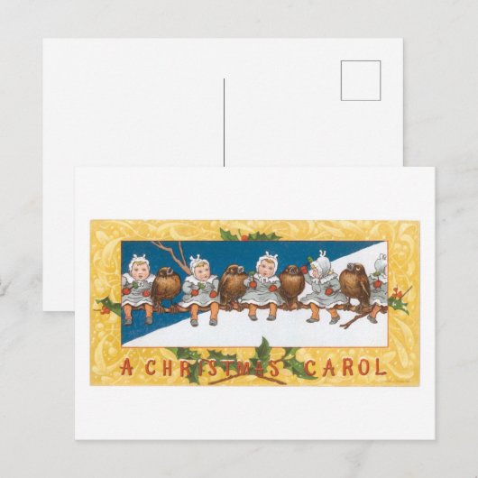 Oude kerstmis, baby's feestdagenkaart (Voorkant / Achterkant)