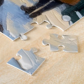 Oude Kerstmis Besneeuwd Stadssstraatbeeld Legpuzzel (Zijkant)