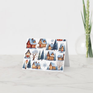 Oude Kerstmis Bevallige Kleine Dorpsgemeenschap Bl Kaart