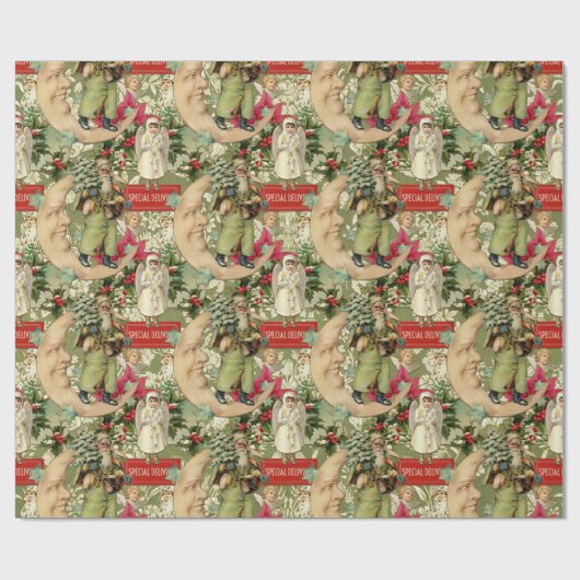 Oude kerstmis cadeaupapier (Vlak)