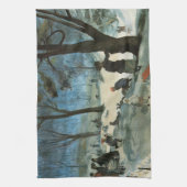Oude Kerstmis, Central Park in de Winter Glackens Theedoek (Verticaal)