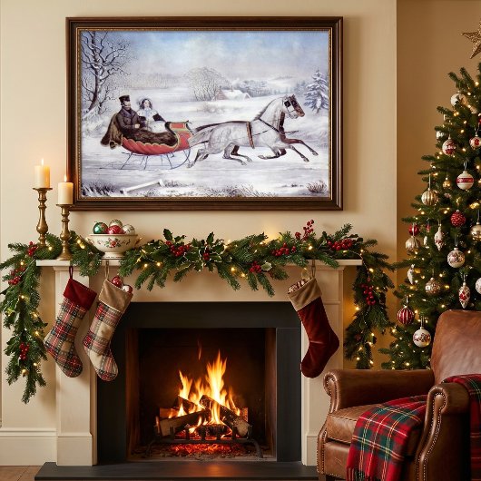 Oude Kerstmis, De Weg Winter, Paardenslee Poster