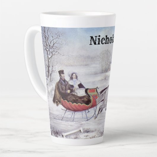 Oude Kerstmis, De Weg Winter, Sleigh Paard Latte Mok (Linkerhoek)