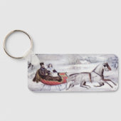 Oude Kerstmis, De Weg Winter, Sleigh Paard Sleutelhanger (Achterkant)