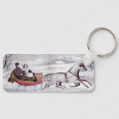 Oude Kerstmis, De Weg Winter, Sleigh Paard Sleutelhanger (Voorkant)