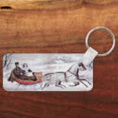 Oude Kerstmis, De Weg Winter, Sleigh Paard Sleutelhanger (Voorkant)