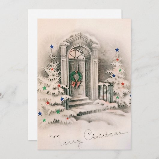Oude Kerstmis Deurmat  Feestdagenkaart (Voorkant / Achterkant)