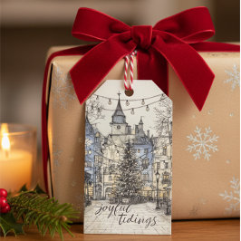 Oude Kerstmis Dorps Cadeaubijsluiter Gezellige Ker Cadeaulabel