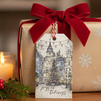 Oude Kerstmis Dorps Cadeaubijsluiter Gezellige Ker Cadeaulabel