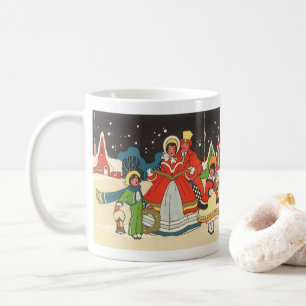 Oude Kerstmis, een Familie die Kerstliederen Zingt Koffiemok