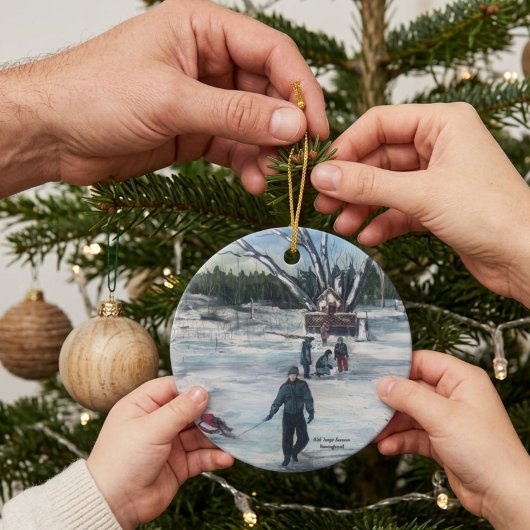 Oude Kerstmis Eerste Sneeuwval Keramisch Ornament