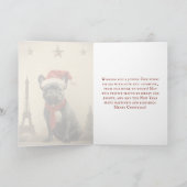 Oude Kerstmis Eiffeltoren Franse Bulldog Feestdagen Kaart (Binnen)