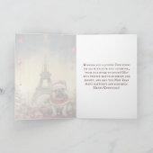 Oude Kerstmis Eiffeltoren Franse Bulldog Feestdagen Kaart (Binnen)