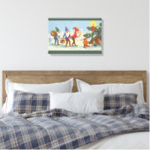 Oude Kerstmis, Elfen in het Sneeuwbos Winter Canvas Afdruk (Insitu (Slaapkamer))