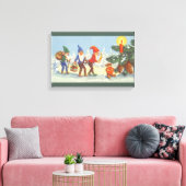 Oude Kerstmis, Elfen in het Sneeuwbos Winter Canvas Afdruk (Insitu (Woonkamer))