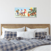 Oude Kerstmis, Elfen in het Sneeuwbos Winter Canvas Afdruk (Insitu (Slaapkamer))