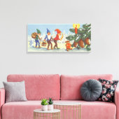 Oude Kerstmis, Elfen in het Sneeuwbos Winter Canvas Afdruk (Insitu (Woonkamer))