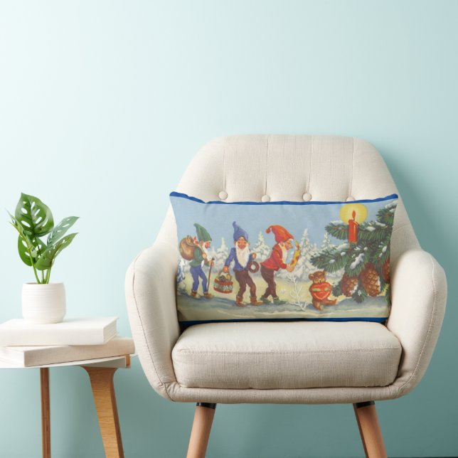 Oude Kerstmis, Elfen in het Sneeuwbos Winter Kussen (Stoel)
