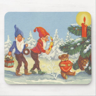 Oude Kerstmis, Elfen in het Sneeuwbos Winter Muismat
