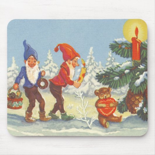 Oude Kerstmis, Elfen in het Sneeuwbos Winter Muismat (Voorkant)