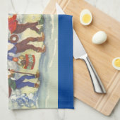 Oude Kerstmis, Elfen in het Sneeuwbos Winter Theedoek (Quarter Fold)