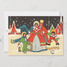 Oude Kerstmis Familie Kerstliedjes Zingen Uitnodig Kaart