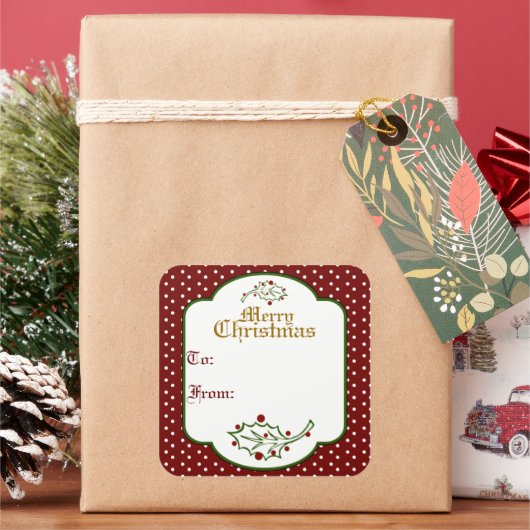 Oude Kerstmis Gift Tag Sticker (Feestdagen)