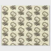 Oude Kerstmis Goud Beige Hulst Kaars Script Cadeaupapier (Vlak)